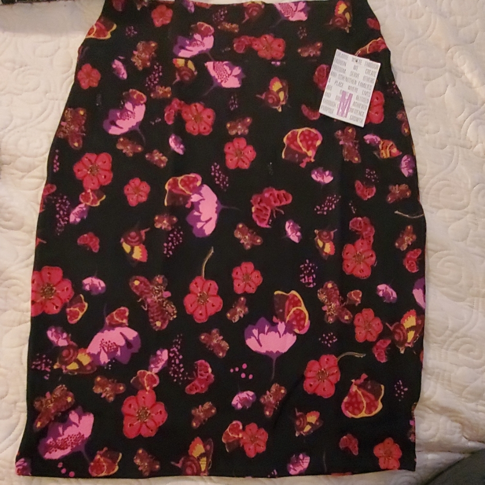 NWT MEDIUM LULAROE CASSIE SKIRT  black/ floral